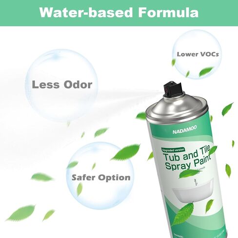 NADAMOO Water-Based Tub and Tile Spray Paint, Less Irritating Odor Aerosol Refinishing Paint for Bathroom Porcelain Bathtub Sink, 2 Cans, Semi-Gloss White in Kuwait