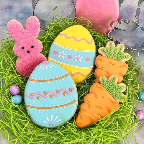 Easter Fun Cookie Cutters 3-Pc. Set Made in the USA by Ann Clark, Easter Bunny, Egg, and Carrot in Saudi Arabia