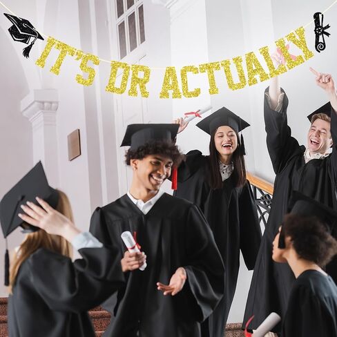 It's DR Actually Banner, DR Graduation Decorations, Congrats Doctor/PHD, DR PHD Graduation Party Decorations (Black Glitter) in Kuwait