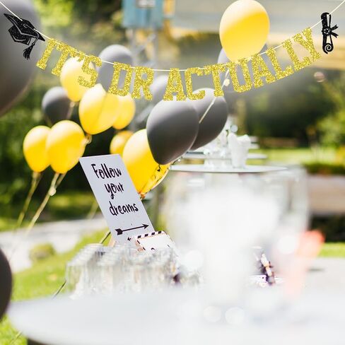 It's DR Actually Banner, DR Graduation Decorations, Congrats Doctor/PHD, DR PHD Graduation Party Decorations (Black Glitter) in Kuwait