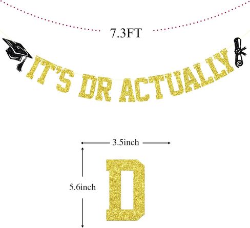 It's DR Actually Banner, DR Graduation Decorations, Congrats Doctor/PHD, DR PHD Graduation Party Decorations (Black Glitter) in Kuwait
