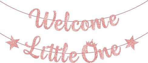 KatchOn, Glitter Welcome Little One Banner - 10 Feet, No DIY | Rose Gold Welcome Home Baby Girl, Welcome Home Banner for Gender Reveal Decorations | Gender Neutral Baby Shower Decorations for Girl in Saudi Arabia