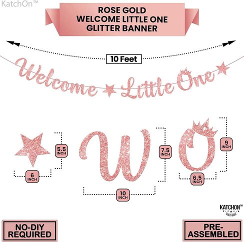 KatchOn, Glitter Welcome Little One Banner - 10 Feet, No DIY | Rose Gold Welcome Home Baby Girl, Welcome Home Banner for Gender Reveal Decorations | Gender Neutral Baby Shower Decorations for Girl in Saudi Arabia