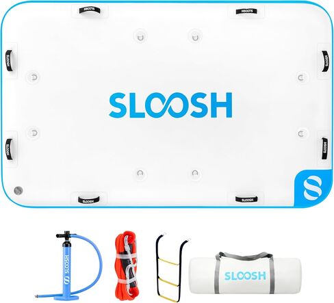 SLOOSH Inflatable Floating Dock, Inflatable Dock Floating Platform, Air Dock Island Raft Mat with Pump & None-Slip Eva Surface for Pool Beach Ocean Lake Fishing Relaxing in Saudi Arabia