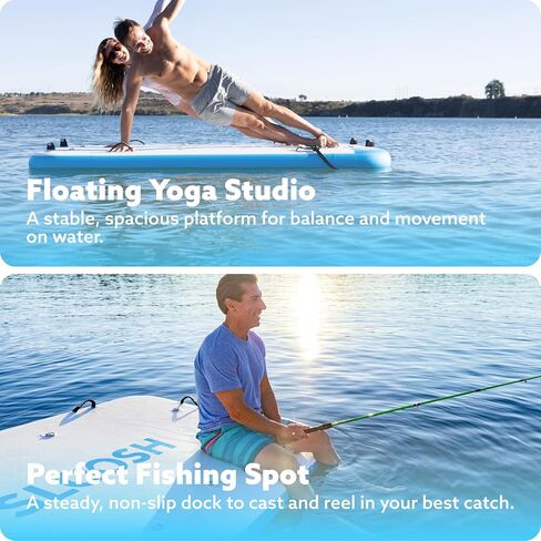 SLOOSH Inflatable Floating Dock, Inflatable Dock Floating Platform, Air Dock Island Raft Mat with Pump & None-Slip Eva Surface for Pool Beach Ocean Lake Fishing Relaxing in Saudi Arabia