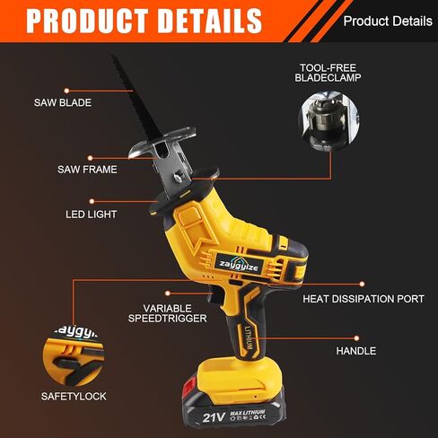 منشار ترددي متوافق مع بطارية DeWalt 20V، منشار ترددي لاسلكي بدون فرشاة، سرعة متغيرة 0-3500SPM، تغيير الشفرة بدون أدوات، مجموعة 4 شفرات منشار لقطع الخشب/المعادن/PVC، أداة فقط in Kuwait