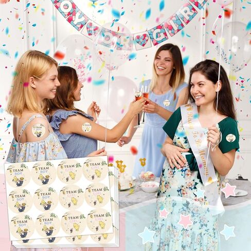 Winnie Baby Shower Decoration, Winnie Gender Reveal Decorations, The Pooh Stickers, Team Boy Or Girl Stickers, Gender Reveal Games for Voting Game, Gender Reveal Party 72PCS Sticker in Kuwait