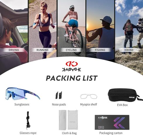نظارات KAPVOE فوتوكروميك لركوب الدراجات MTB Clear Mountain Bike Transition Bike Glasses للرجال والنساء in Kuwait