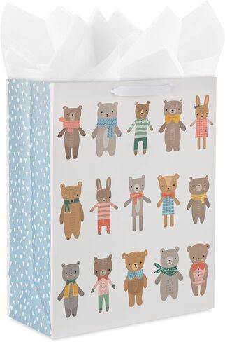 Hallmark 15" Extra Large Gift Bag with Tissue Paper (Bears and Bunnies) for Kids, Baby Showers, First Birthdays in Saudi Arabia