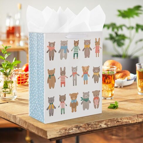 Hallmark 15" Extra Large Gift Bag with Tissue Paper (Bears and Bunnies) for Kids, Baby Showers, First Birthdays in Saudi Arabia