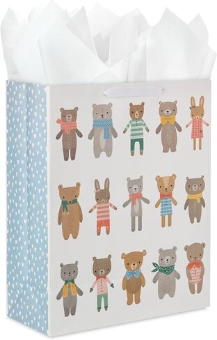 Hallmark 15" Extra Large Gift Bag with Tissue Paper (Bears and Bunnies) for Kids, Baby Showers, First Birthdays in Saudi Arabia