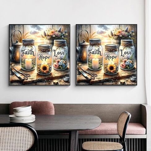 GXGLLPZBY Paint by Number Canvas Kit for Adults- DIY Beginner Easy Paint by Number Kits Faith, Hope, Love Wishing Bottle, Oil Paint by Color Acrylic Painting Home Wall Decor 16x16inch in Saudi Arabia