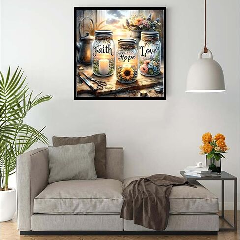 GXGLLPZBY Paint by Number Canvas Kit for Adults- DIY Beginner Easy Paint by Number Kits Faith, Hope, Love Wishing Bottle, Oil Paint by Color Acrylic Painting Home Wall Decor 16x16inch in Saudi Arabia