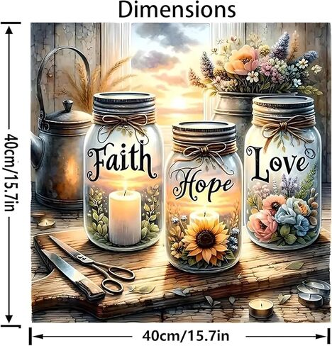 GXGLLPZBY Paint by Number Canvas Kit for Adults- DIY Beginner Easy Paint by Number Kits Faith, Hope, Love Wishing Bottle, Oil Paint by Color Acrylic Painting Home Wall Decor 16x16inch in Saudi Arabia