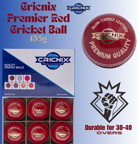 كرة الكريكيت Cricnix Premier من الجلد الأحمر، 5.5 أونصة (عبوة واحدة/3 عبوات/6 عبوات) لمباراة كبار السن in Kuwait