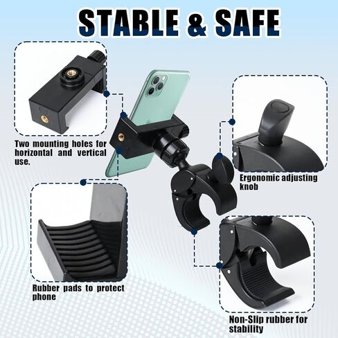 ONEDONE Stroller Phone Holder Mount for Baby Universal Phone Holder for Stroller Golf Cart Bike Shopping Cart Stroller Phone Mount Horizontal & Vertical Uses Cell Phone Clamp in Kuwait