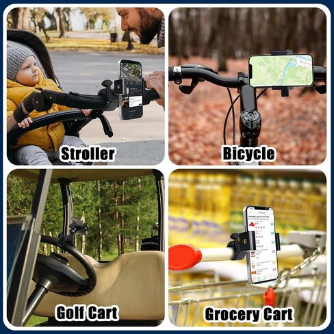 ONEDONE Stroller Phone Holder Mount for Baby Universal Phone Holder for Stroller Golf Cart Bike Shopping Cart Stroller Phone Mount Horizontal & Vertical Uses Cell Phone Clamp in Kuwait