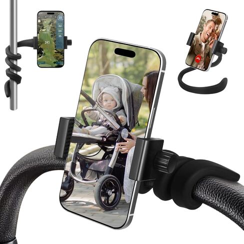 ONEDONE Stroller Phone Holder Mount for Baby Universal Phone Holder for Stroller Golf Cart Bike Shopping Cart Stroller Phone Mount Horizontal & Vertical Uses Cell Phone Clamp in Kuwait