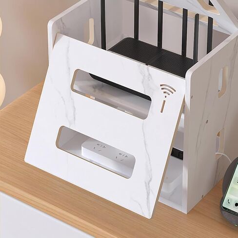 Catekro WIFI Router Storage Box, wifi Cabinet to Hide Router and Modem, Router Cover Decorative Box for Office and Home (273-Brown) in Kuwait