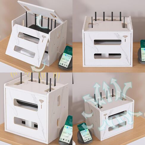 Catekro WIFI Router Storage Box, wifi Cabinet to Hide Router and Modem, Router Cover Decorative Box for Office and Home (273-Brown) in Kuwait