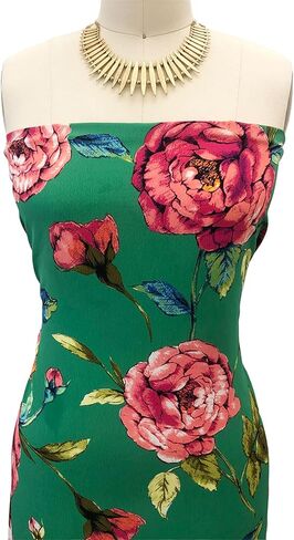Texco Inc 58" Wide Printed 100% Polyester Moroccan Fabric-120GSM, Lightweight, Non-Stretched, Anti-Wrinkle & Breathable-Apparel, Dresses, Draperies, Headbands & DIY, Emerald Fuchsia 2 Yards in Saudi Arabia