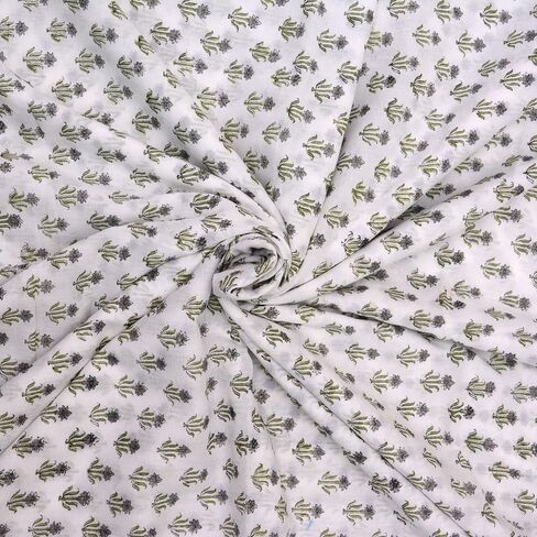 Trade Star 100% Cotton Running Floral Print Fabric 3 Yard Hand Block Print Fabric Handmade Indian for Dressmaking Crafting by The Yard for Home Decor Ethnic Natural Dye Sewing for Kids in Kuwait
