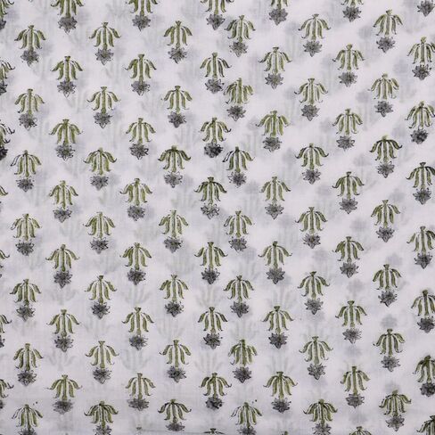 Trade Star 100% Cotton Running Floral Print Fabric 3 Yard Hand Block Print Fabric Handmade Indian for Dressmaking Crafting by The Yard for Home Decor Ethnic Natural Dye Sewing for Kids in Kuwait