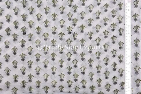 Trade Star 100% Cotton Running Floral Print Fabric 3 Yard Hand Block Print Fabric Handmade Indian for Dressmaking Crafting by The Yard for Home Decor Ethnic Natural Dye Sewing for Kids in Kuwait