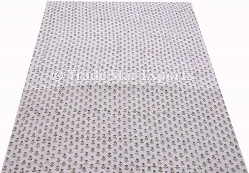 Trade Star 100% Cotton Running Floral Print Fabric 3 Yard Hand Block Print Fabric Handmade Indian for Dressmaking Crafting by The Yard for Home Decor Ethnic Natural Dye Sewing for Kids in Kuwait
