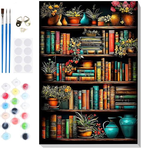 Bowetile Framed Paint by Numbers Kit for Adults Beginner, Landscape Adults' Paint-by-Number Kits on Canvas, Acrylic Number Painting Kits Crafts for Adults for Home Wall Decor, 8x12in in Kuwait