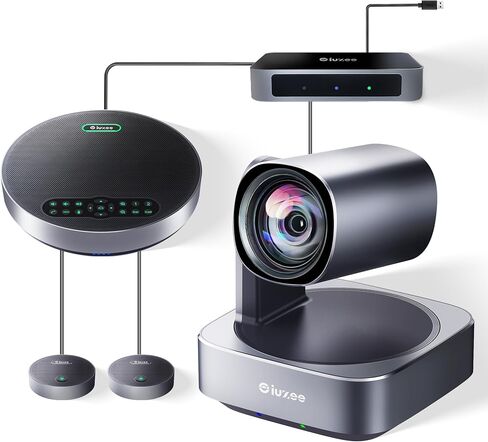 All-in-One PTZ 4K 12X Optical Zoom Video Conference Room Camera System with Bluetooth Speakerphone 2 Expansion Mics HDMI 78° Wide View Angle Lens Works with Zoom Webex for Large Meeting Room in Kuwait