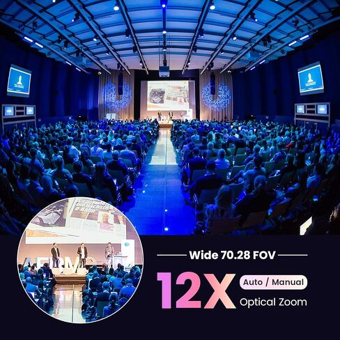 All-in-One PTZ 4K 12X Optical Zoom Video Conference Room Camera System with Bluetooth Speakerphone 2 Expansion Mics HDMI 78° Wide View Angle Lens Works with Zoom Webex for Large Meeting Room in Kuwait