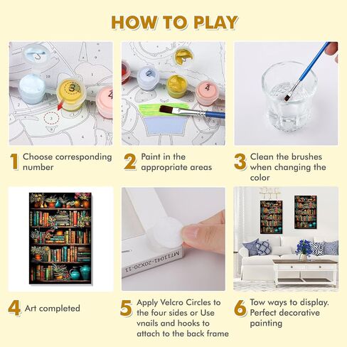 Bowetile Framed Paint by Numbers Kit for Adults Beginner, Landscape Adults' Paint-by-Number Kits on Canvas, Acrylic Number Painting Kits Crafts for Adults for Home Wall Decor, 8x12in in Kuwait