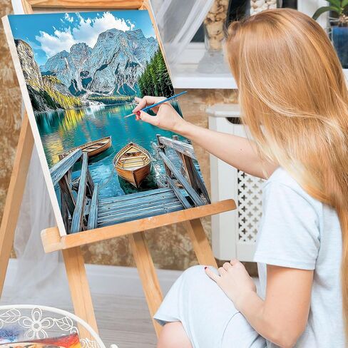 Bowetile Framed Paint by Numbers Kit for Adults Beginner, Landscape Adults' Paint-by-Number Kits on Canvas, Acrylic Number Painting Kits Crafts for Adults for Home Wall Decor, 8x12in in Kuwait