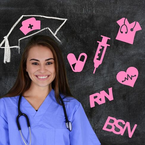 2Sheets Nursing School Graduation Stickers Nurse Class of Party Decals Graduation RN BSN Decorations for Nurse Future Nurse Grad Party Medical RN Theme Party Supplies (Pink) in Kuwait