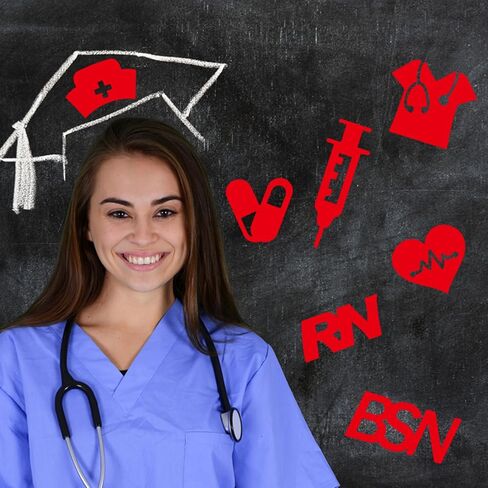 2Sheets Nursing School Graduation Stickers Nurse Class of Party Decals Graduation RN BSN Decorations for Nurse Future Nurse Grad Party Medical RN Theme Party Supplies (Pink) in Kuwait