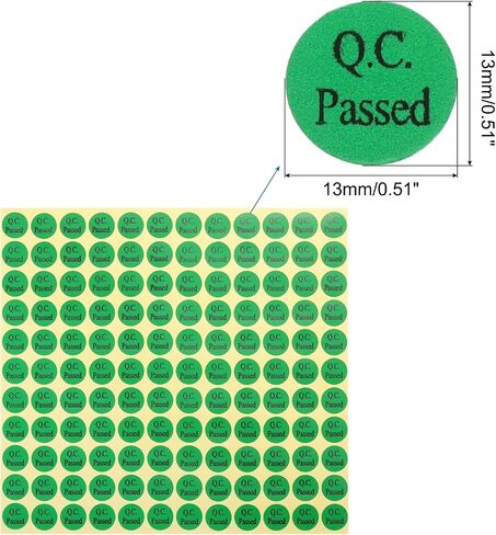 MECCANIXITY QC Passed Stickers Round Shape Adhesive Labels 13 x 13mm for Quality Control Inventory Warehouse Stock Pack of 10,Green in Saudi Arabia
