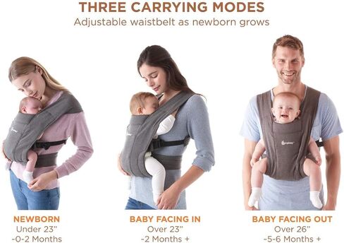 Ergobaby Embrace Cozy Newborn Baby Wrap Carrier (7-25 Pounds), Ponte Knit, Soft Grey in Saudi Arabia