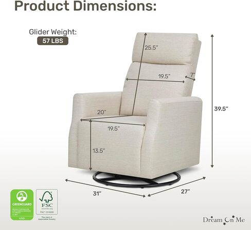Dream On Me Oliver Swivel GliderWith 360-Degree Swivel and Plush Corduroy Fabric, FSC Certified. in Kuwait