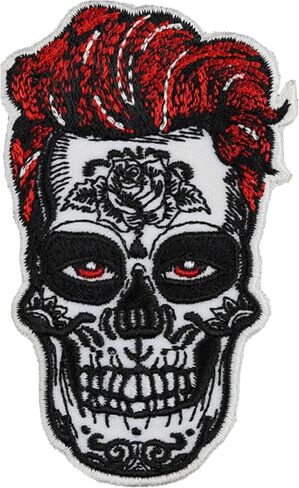 La Catrina Dia de Muertos Mexican Skull Sew on Patch - Iron on Patches for Mexican Women, Lady Bikers - Mexican Tattoo Applique for Jackets, Jeans, Backpacks, Hats and Shirts - 3.14x3.93 in in Saudi Arabia