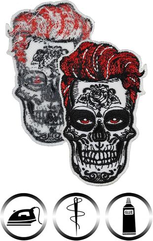 La Catrina Dia de Muertos Mexican Skull Sew on Patch - Iron on Patches for Mexican Women, Lady Bikers - Mexican Tattoo Applique for Jackets, Jeans, Backpacks, Hats and Shirts - 3.14x3.93 in in Saudi Arabia