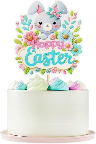 1 Pcs Rabbit Cake Topper Easter Cake Topper Bunny Cake Topper Easter Party Cake Topper Decorations (Bunny Style2) (Style 1) in Kuwait