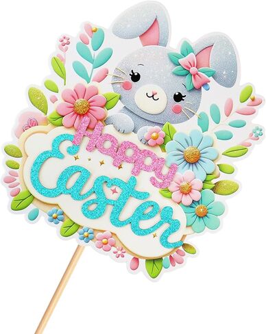 1 Pcs Rabbit Cake Topper Easter Cake Topper Bunny Cake Topper Easter Party Cake Topper Decorations (Bunny Style2) (Style 1) in Kuwait