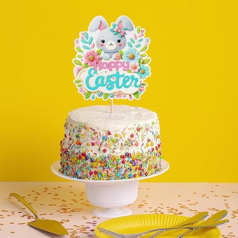 1 Pcs Rabbit Cake Topper Easter Cake Topper Bunny Cake Topper Easter Party Cake Topper Decorations (Bunny Style2) (Style 1) in Kuwait