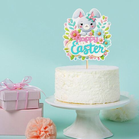 1 Pcs Rabbit Cake Topper Easter Cake Topper Bunny Cake Topper Easter Party Cake Topper Decorations (Bunny Style2) (Style 1) in Kuwait