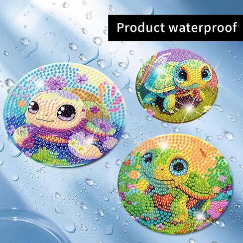 8 Pcs Diamond Art Coasters Kits for Adults - Diamond Painting Coasters Kits for Adults with Holder Cork Pads DIY Dragon Diamond Art Dots Painting Coasters Set for Adults Beginners Crafts in Saudi Arabia