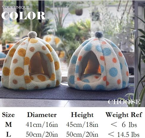 سرير Cat Polka dot yurt ، مخبأ كهف شبه محفوف بالمختارة ، منزل مريح ناعم للقطن الداخلي (الأزرق ، كبير) in Kuwait