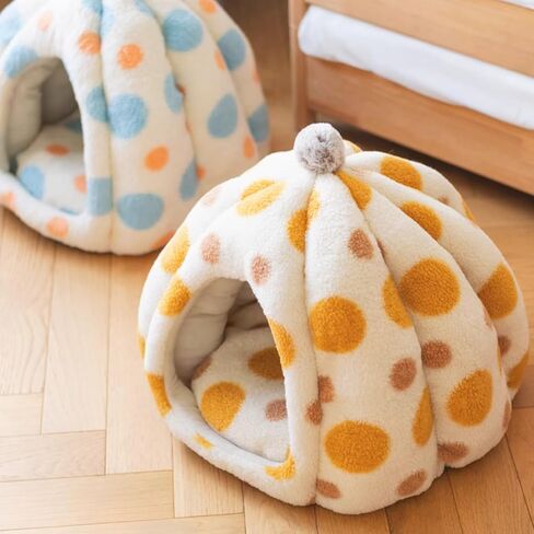 سرير Cat Polka dot yurt ، مخبأ كهف شبه محفوف بالمختارة ، منزل مريح ناعم للقطن الداخلي (الأزرق ، كبير) in Kuwait