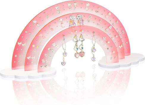 NiHome 3-Tier Acrylic Rainbow Earring Organizer, 14" W x 6.3" H Lightweight and Durable Design 140 Holes for 70 Pairs, Unique Front Row for Special Earrings (Blue-Purple Gradient Colors) in Saudi Arabia