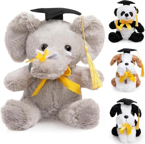Hollyhome Graduation Elephant Plush 2024 هدايا التخرج لمدرسة رياض الأطفال الثانوية أو الحيوانات المحشوة بالكلية مع شهادة CAP الرمادية 8 بوصة in Kuwait